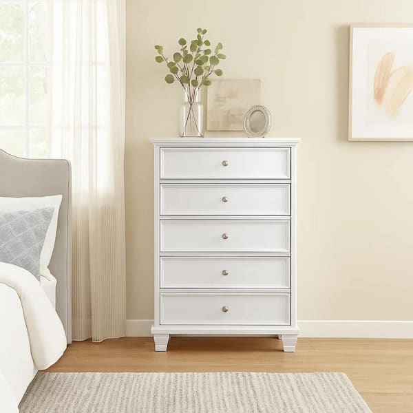 white round dresser Benjara Heno and Nickel 5 Storage Drawer 16.5 in. Chest of Drawers with Nickel Knobs BM328171 this item should be securely fixed to the wall Dot 6-Drawer Dresser | Oeuf
