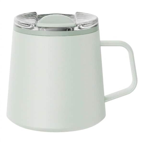 12 oz Insulated Coffee Mug with Handle, Ceramic Coated Stainless Steel Travel Tumbler Detachable Lid