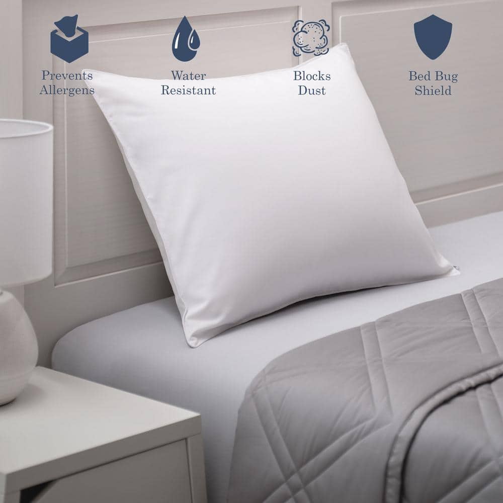 Standard White Cotton Polyester Hypoallergenic Pillow Protector