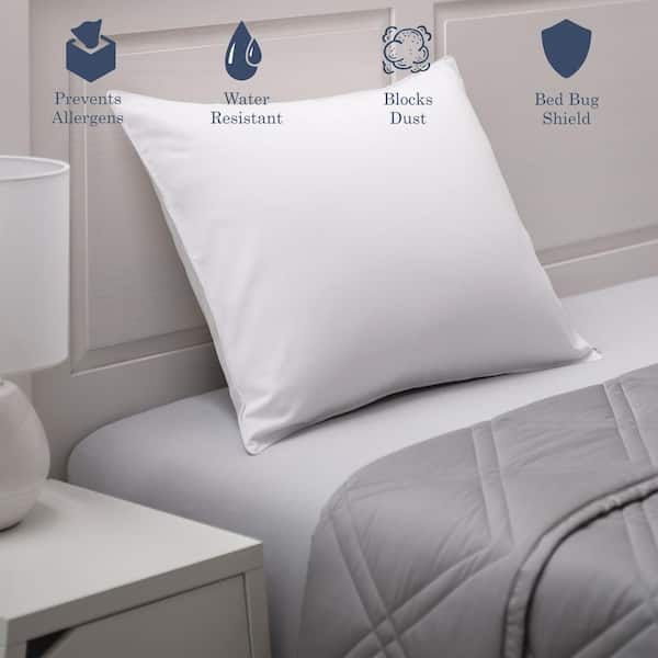 Waterproof Pillow Protectors Dust Mite Bed Bug Proof Zippered Pillowcase Covers 