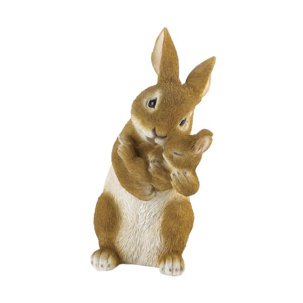 Zingz & Thingz 7 in. x 6 in. x 10 in. Mom and Baby Rabbit Figurine 4505155V  - The Home Depot