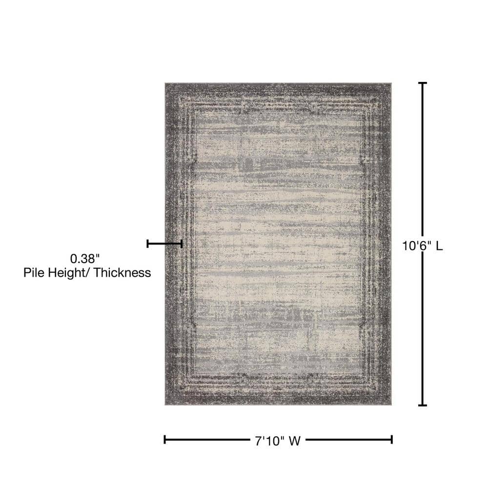 Austen Pebble Charcoal Abstract Wool-Blend 7'10" x 10'6" Area Rug