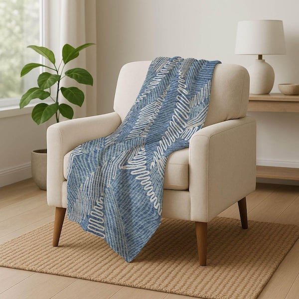 Premium Machine Washable ASB904 Blue 50 in. x 70 in. Sherpa Throw Blanket