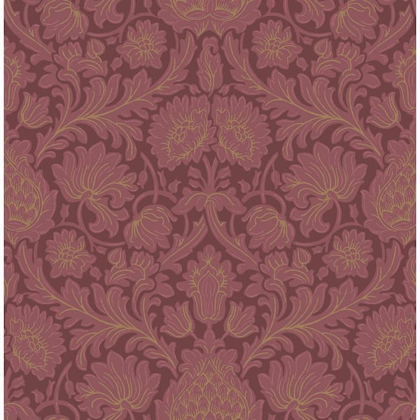 Brewster Home Fashions Bamburg Red Floral Wallpaper Sample