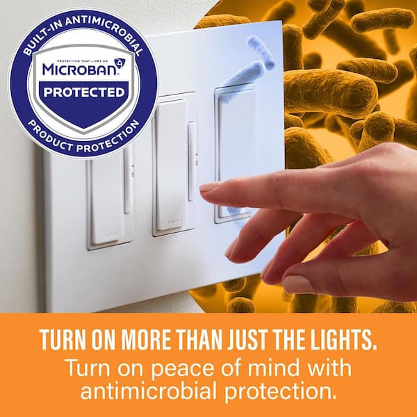 radiant 4-Gang Decorator/Rocker Plastic Screwless Wall Plate with Microban Antimicrobial Protection, White