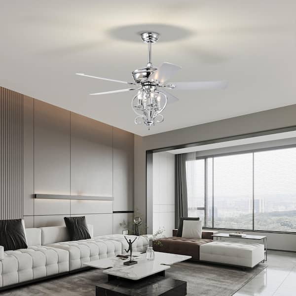PUDO 52 in. Traditional Indoor Silver 4-Light Ceiling Fan