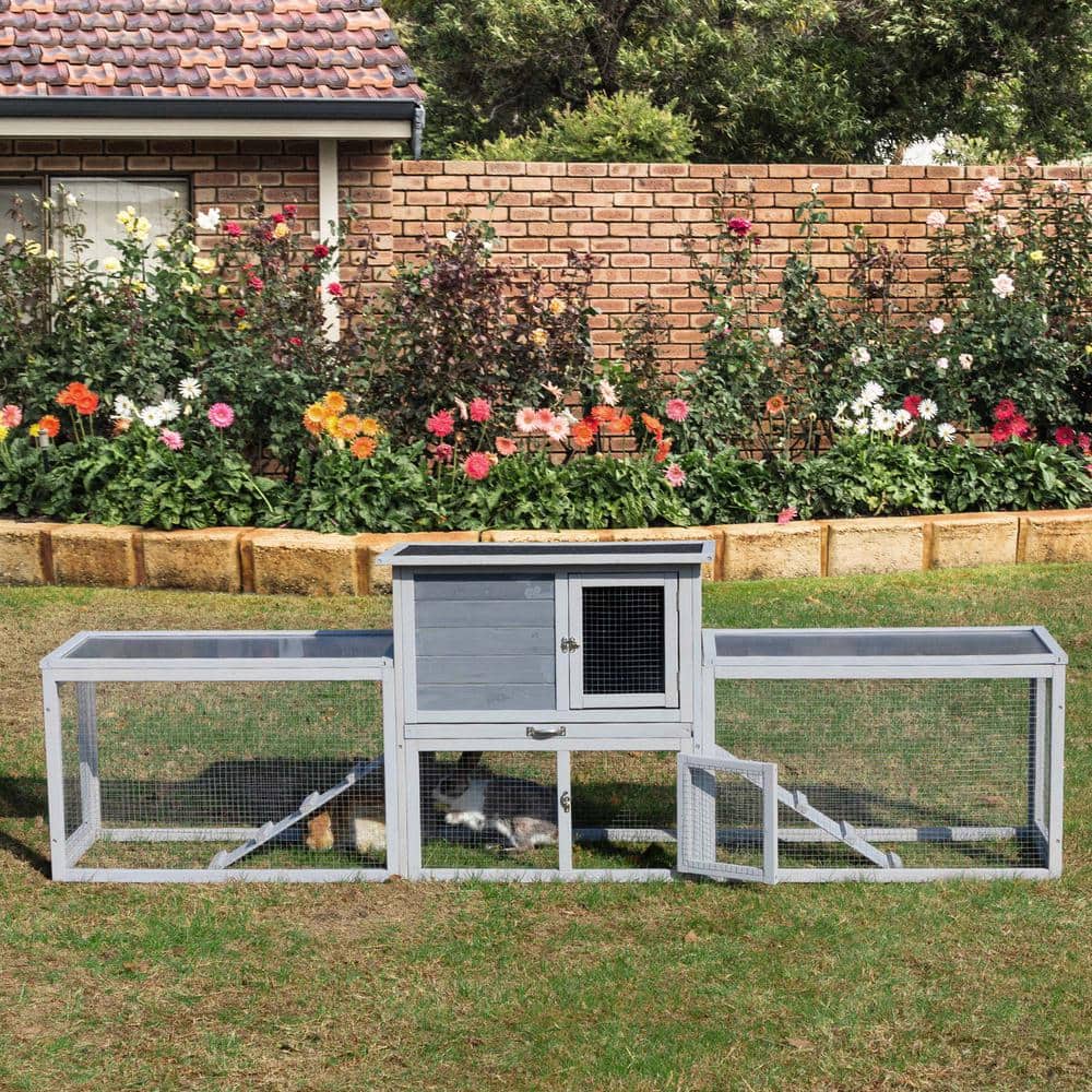 Large three box rabbit cage, for Indoor and Outdoor Use in Gray