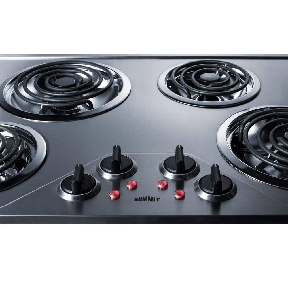 Summit 30" Stainless Steel 4-Burner Electric Cooktop
