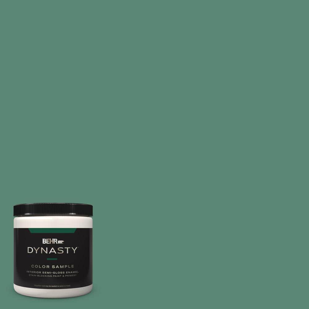 BEHR DYNASTY 8 oz. #MQ6-43 Dark Jade One-Coat Hide Semi-Gloss Enamel  Stain-Blocking Interior/Exterior Paint & Primer Sample DY63316 - The Home  Depot