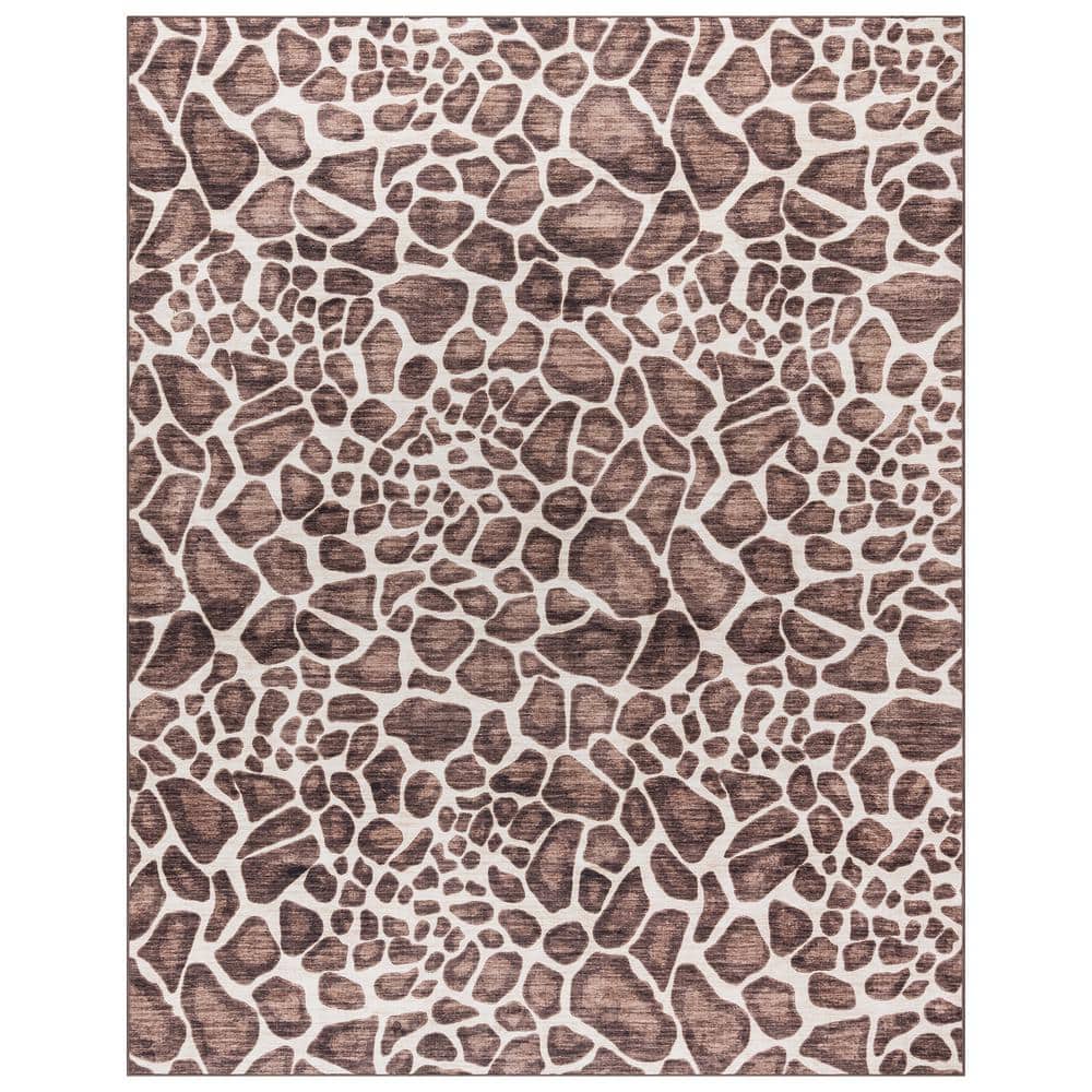 Gavin Brown and Ivory Polyester Animal Print 8' x 10' Area Rug