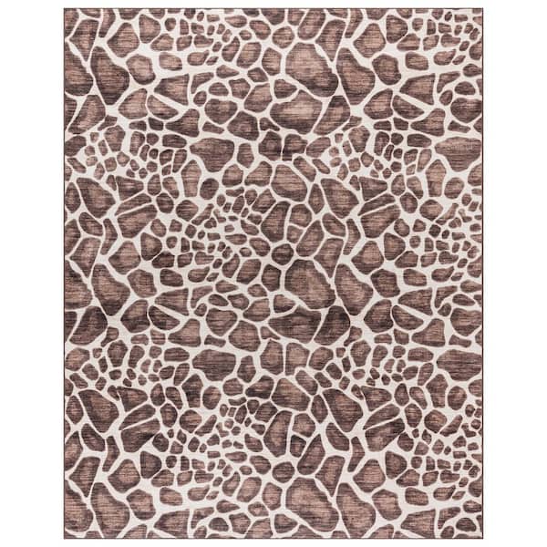 Crystal Print Gavin Giraffe Brown/Sand 8 ft. x 10 ft. Animal Print Digitally Printed Polyester Area Rug
