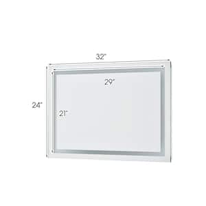 32 in. W x 24 in. H Rectangular Frameless Dimmable Anti-Fog Wall Mount Bathroom Vanity Mirror with LED Lights in Natural
