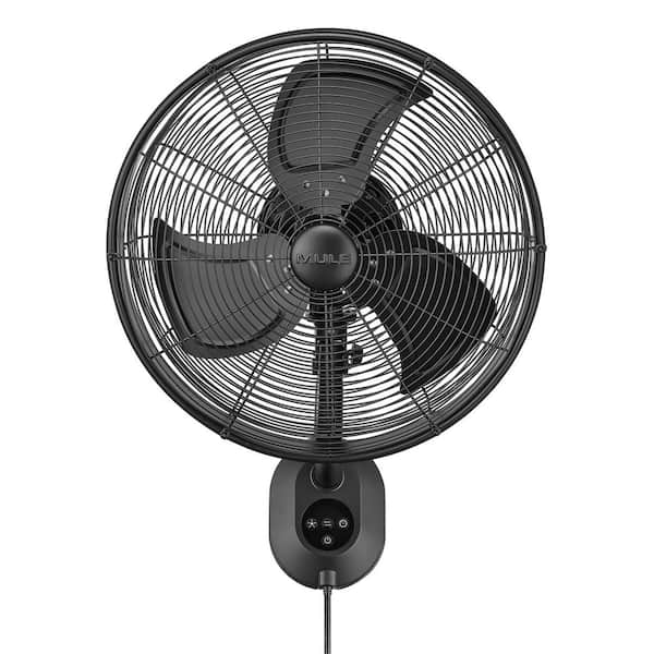 18 in. XL Outdoor Wet Rated Matte Black Oscillating 3-Speed High Velocity Max. 5100 CFM Wall Mount Fan with Remote