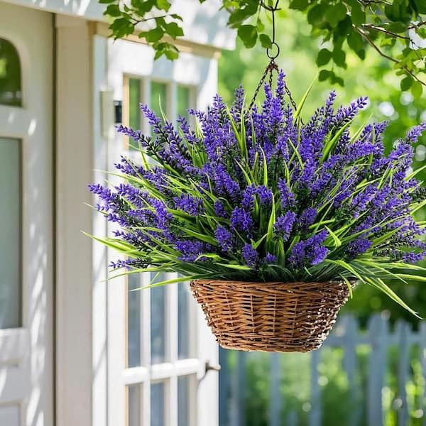 Afoxsos 2.00 in. H Purple Artificial Lavender Plant with Monkey Grass, 24 Bundles