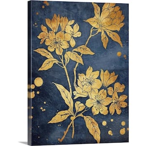 Gold Blue Flowers II print by RileyB