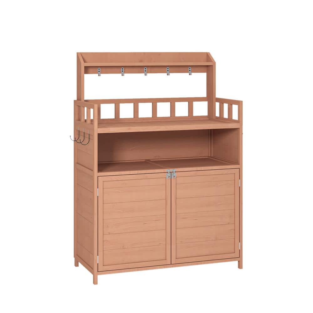 40 in. W x 57 in. H Outdoor Potting Bench and Table with Storage Cabinet Sh