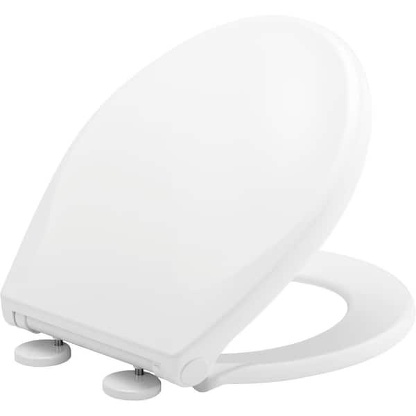BEMIS Push n'Clean Plastic Round Closed Front Toilet Seat in White Removes for Easy Cleaning and Never Loosens