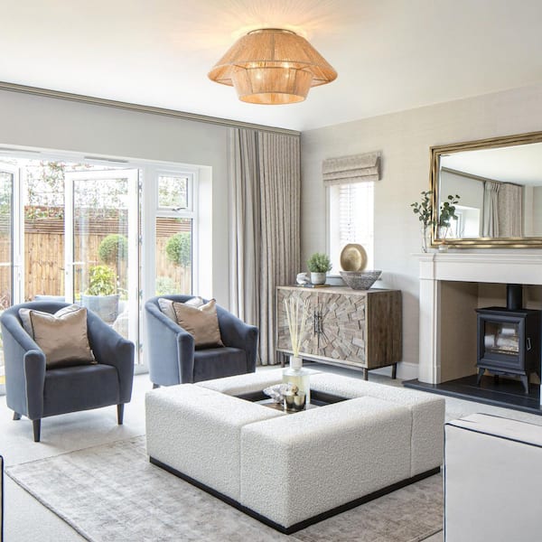 Collision 19.7 in. 4-Light Wood Color Rattan Modern Flush Mount Lighting Hallway Bedroom Ceiling Lights Fixtures