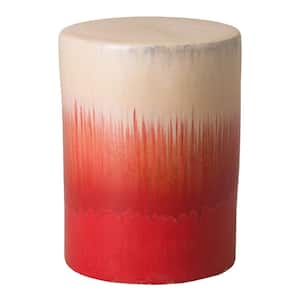 Cylinder 20 in. H Glossy Glaze Red Cascade Round Ceramic Garden Stool