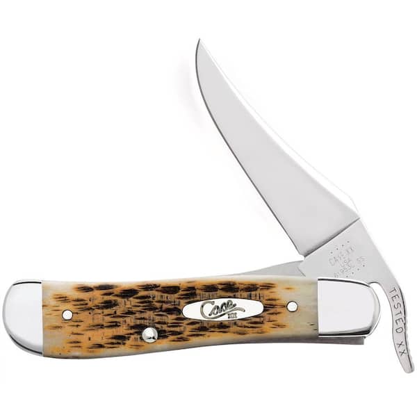 W.R. Case and Sons Cutlery Co. Amber Bone Peach Seed Jig RussLock Pocket Knife