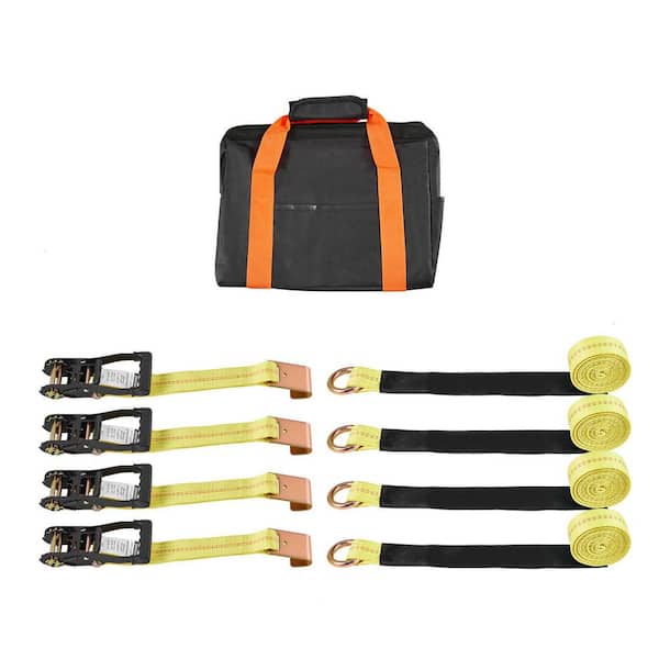 Wheel Chock Tie-Down Kit,Tire-Style Motorcycle Tie-Down System, Car Tie Down Kit with Flat Hook, Break Strength 10009lb.