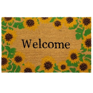 Welcome With Sunflowers Indoor/Outdoor Printed Coir Mat