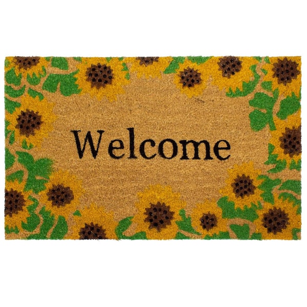 Storm Stopper Welcome With Sunflowers Indoor/Outdoor Printed Coir Mat