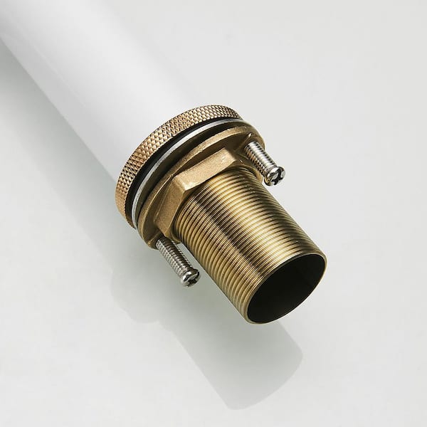 7.2 in. H Single Handle Single Hole Hot Cold Water Mixer Tap Bathroom Faucet with Supply Lines in Gold and White