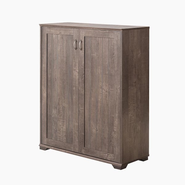 Furniture of America Lucile Walnut Oak Shoe Cabinet with 5-Shelves