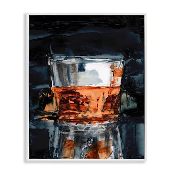 Stupell Industries Whiskey Glass Reflection by Ethan Harper White Framed Food Giclee Art Print 14 in. x 11 in.