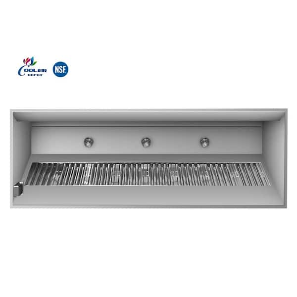 Cooler Depot 10 ft. W Ducted Commercial Kitchen Range Hood in Stainless Steel