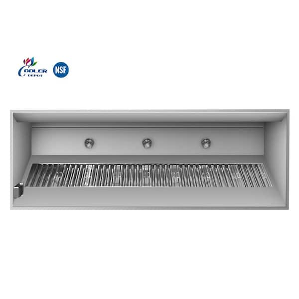 65 in. W Wall Mount NSF Ducted Commercial Kitchen Range Hood in Stainless Steel