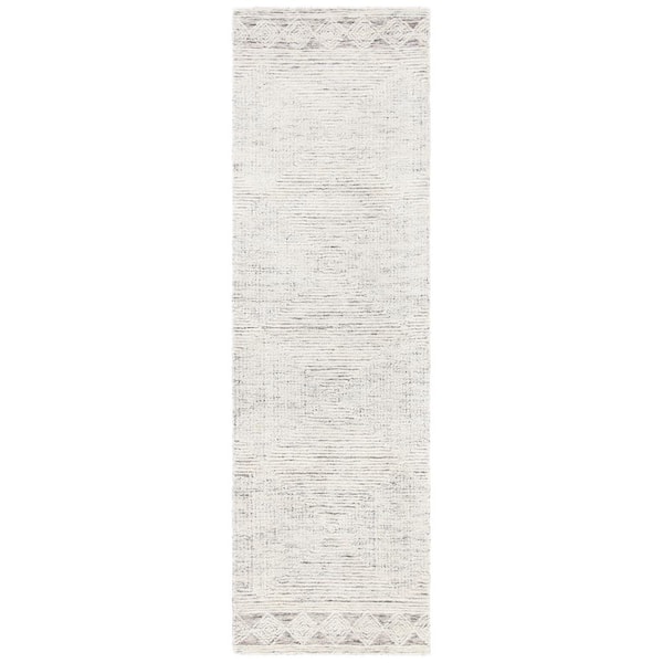 SAFAVIEH Abstract Ivory/Gray 2 ft. x 10 ft. Geometric Striped Runner Rug