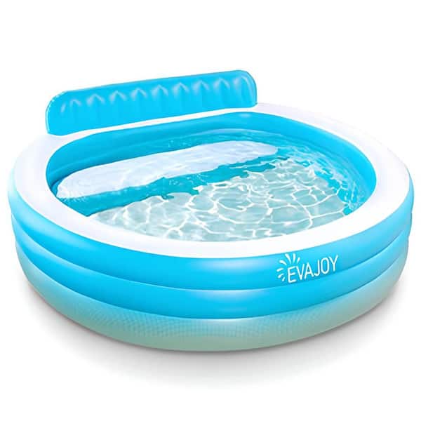 Unbranded 88 in. x 85 in. Above Ground Inflatable Swimming Family Pool 30 in. D with Seats, Backrest Bench for Backyard