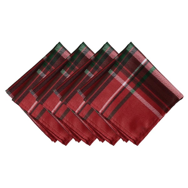 Threadmade Home Pocono Plaid Holiday Fabric Napkins, Set of 4, Holiday - 17"W x 17"L