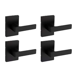 Kwikset Halifax Square Matte Black Hall/Closet Door Handle (4-Pack