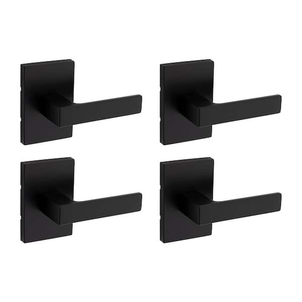 Singapore Matte Black Rectangular Straight Hall/Closet Door Handle 4-Pack
