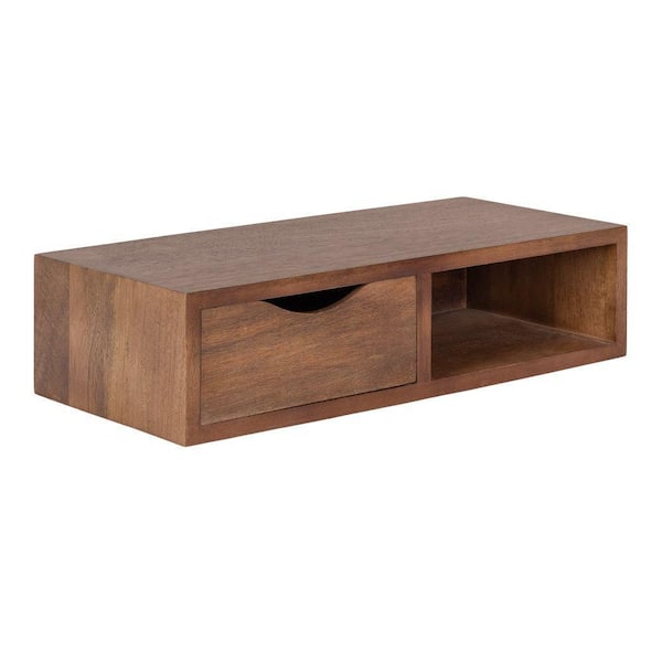 Hutton 22 in. Walnut Brown Rectangle Solid Wood End Table