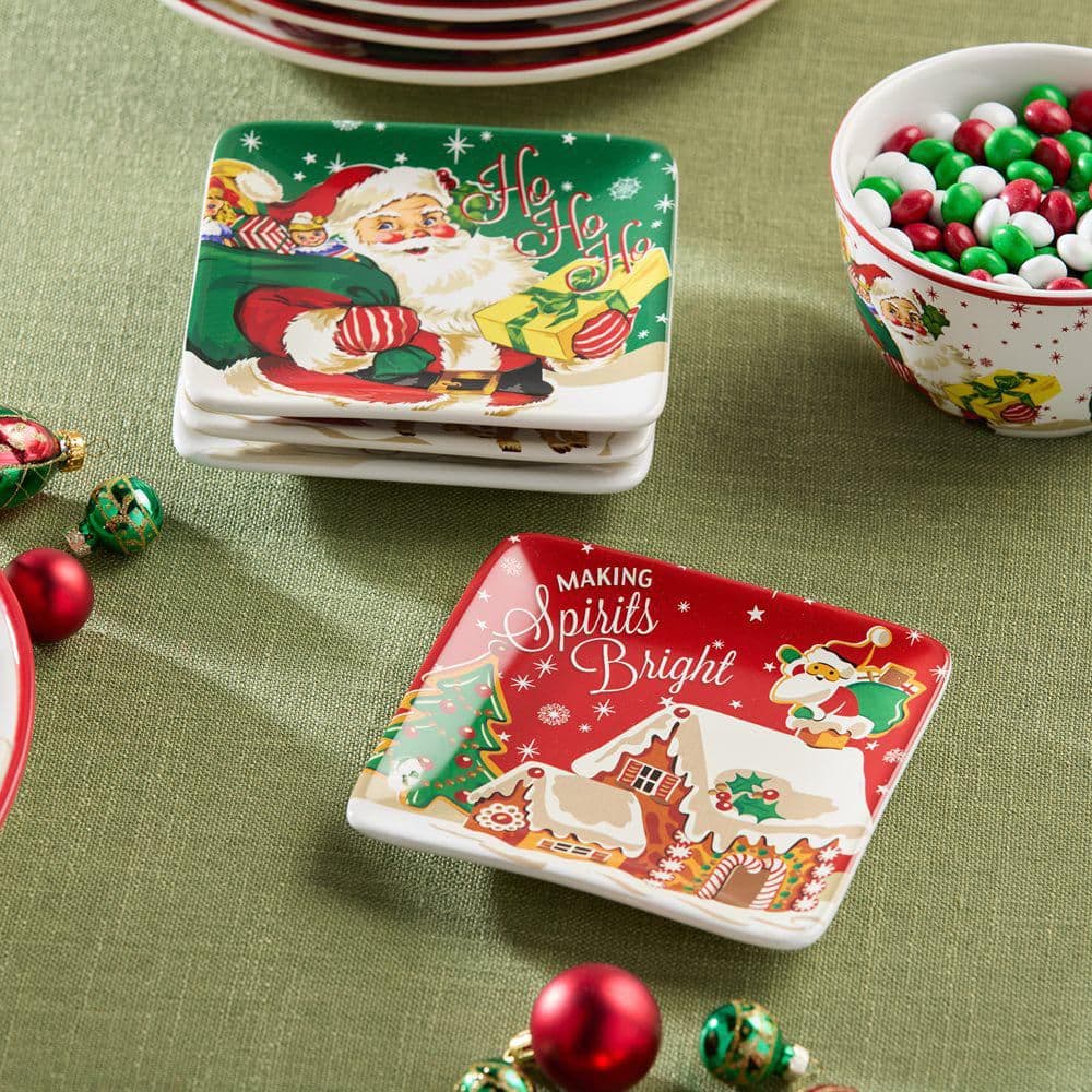 Certified International Santa's Retro Christmas Assorted Colors