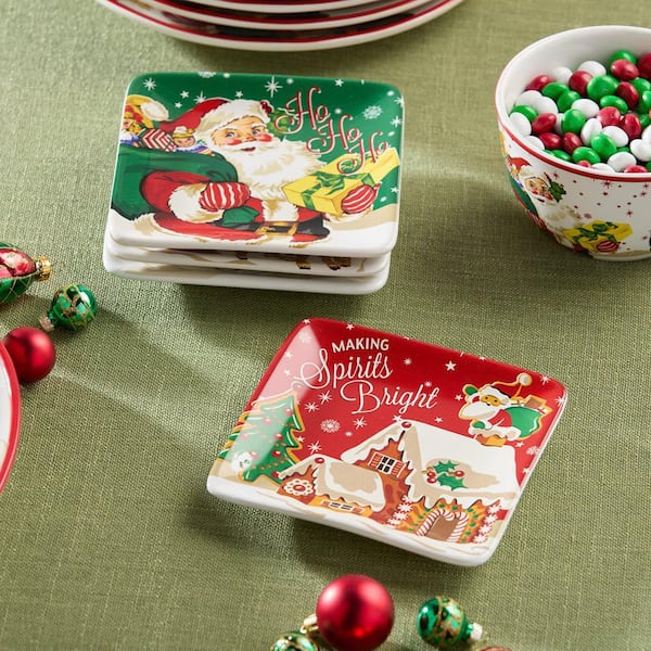 Certified International Santa's Retro Christmas Assorted Colors