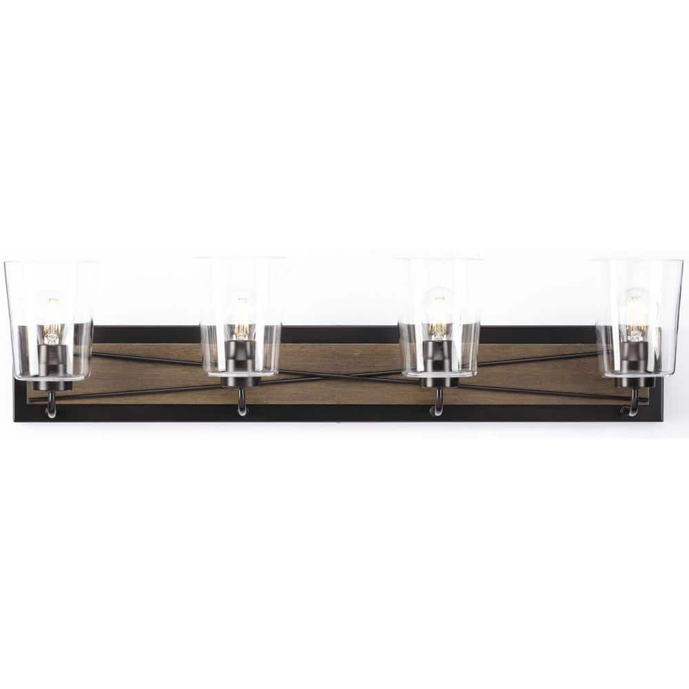 Briarwood Antique Bronze 4-Light Bath Vanity with Clear Glass Shades