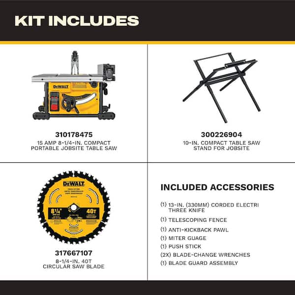 15 Amp Corded 8-1/4 in. Compact Jobsite Tablesaw with Compact Table Saw Stand