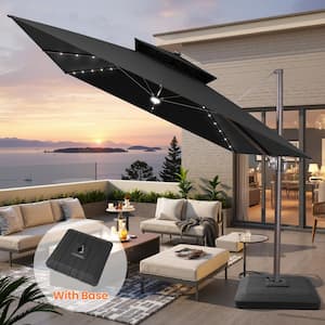 grey cantilever patio umbrella PURPLE LEAF 11.5' X 15' Wind Resistant Outdoor Umbrella Made with durable steel ribs and sturdy cross brace that can easily be weighted down with any universal umbrella base weights of your choice WestinTrends 10 ft Outdoor Patio