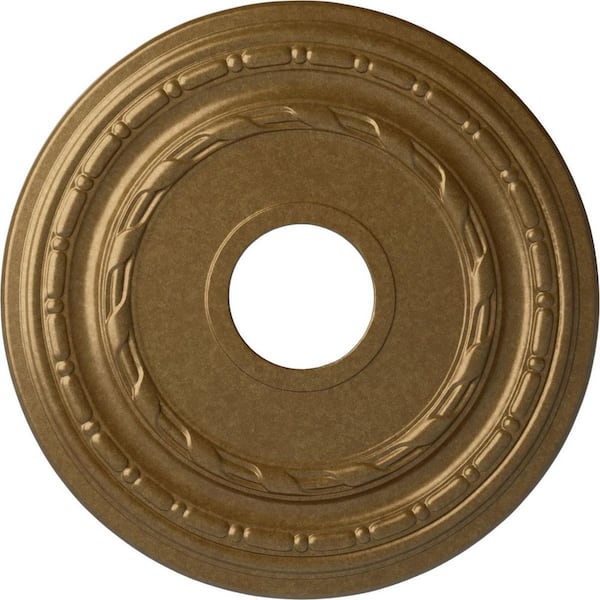 Ekena Millwork 1 in. x 15-3/8 in. x 15-3/8 in. Polyurethane Dublin Ceiling Medallion, Pale Gold