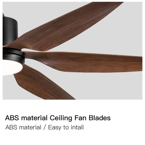 66 in. Smart Indoor Brown Ceiling Fan with Dimmable Integrated LED and App Remote Control bessten Ceiling Fans With Lights