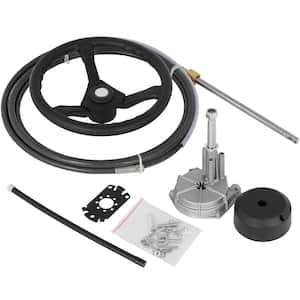 Outboard Steering System 15 ft. Outboard Steering Kit with 13.5 in. Wheel Durable Marine Steering System