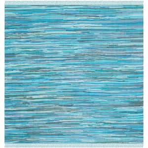 Rag Rug Blue/Multi 4 ft. x 4 ft. Square Striped Gradient Area Rug