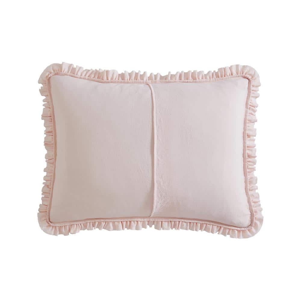 Hailee Pink Microfiber Twin Quilt Set with Ruffles