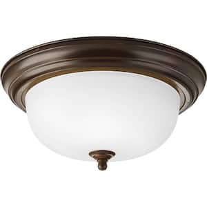 2-Light Antique Bronze Flush Mount with Etched Glass