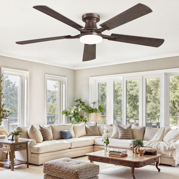 MTG style　モイストブランケット付き MOKSILED 52 in. indoor Dimmable Brown 6-Speed Flush Mount Ceiling